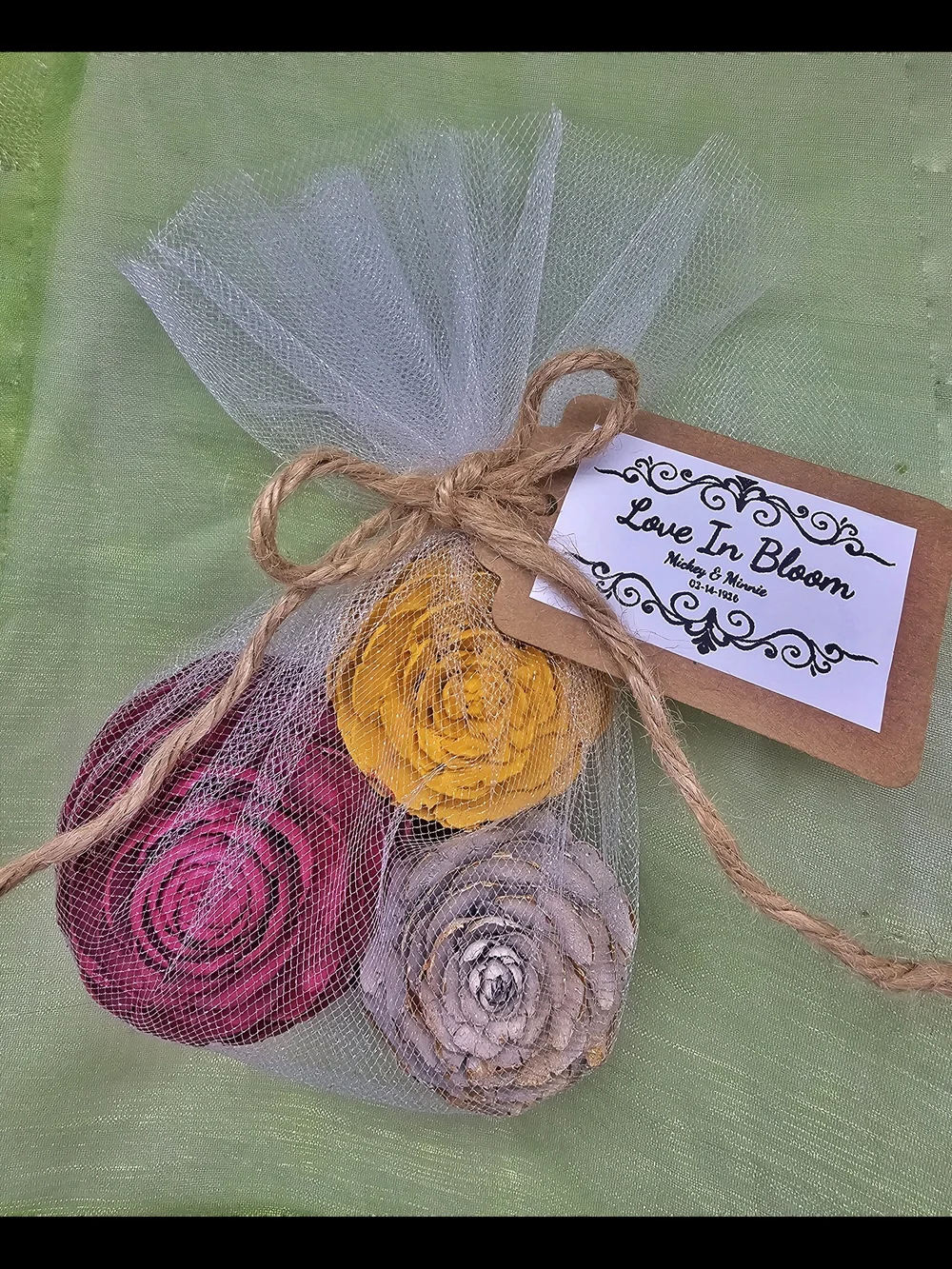 Floral Magnets For Wedding And Bridal Favors... Made From Pinecones!